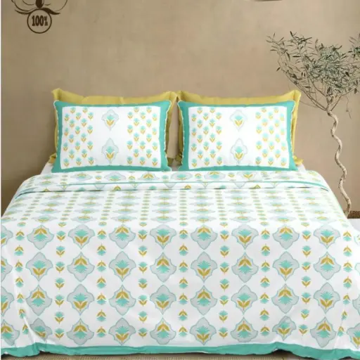 green/Super Home Elegant Bedroom Bedsheet 100x108 King Size Pure Cotton