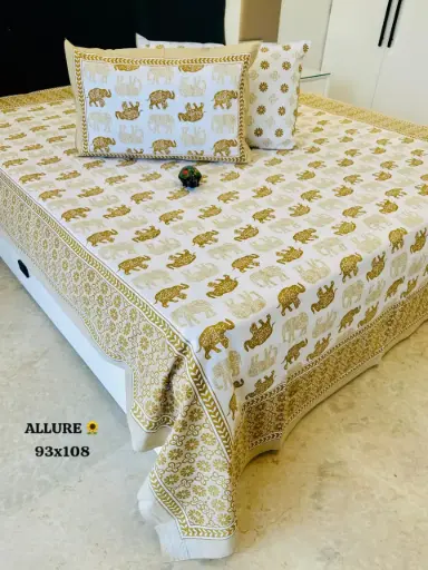 BROWN/Super Home Premium 93x108 Inches King Size Pure Cotton Bedsheet with 2 Pillow Covers