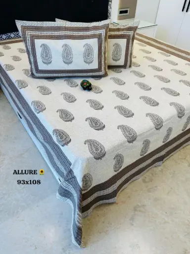 WHITE/Super Home Stylish Printed 93x108 Inches Pure Cotton Bedsheet – Fade Resistant Fabric