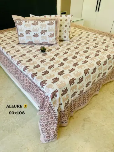 WHITE/Super Home Pure Cotton 93x108 Inches Bedsheet – Traditional Indian Print Collection