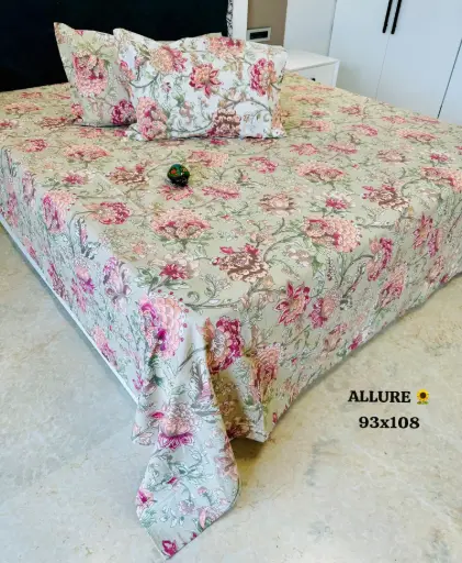 FLORAL/Super Home Classic 93x108 Inches Cotton Bedsheet for King Size Bed – Wrinkle Free Finish