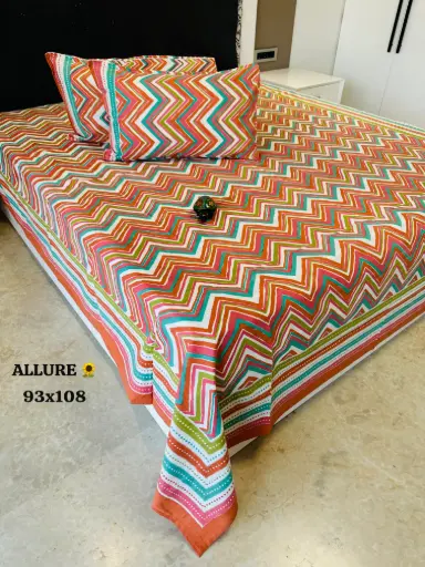 RED/Super Home Stylish Printed 93x108 Inches Pure Cotton Bedsheet – Fade Resistant Fabric