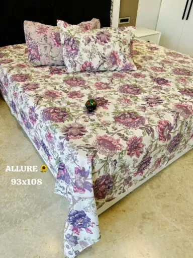 FLORAL/Super Home Premium 93x108 Inches Cotton Bedsheet – Perfect Fit for King Size Bed