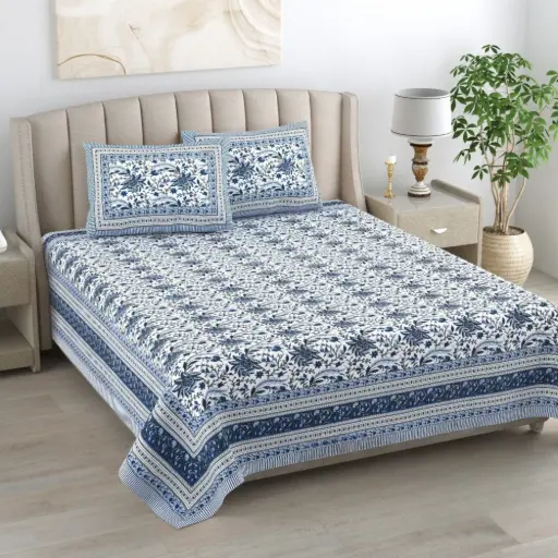 Blue | Super Home Everyday Comfort 93x108 Inches Bedsheet for Double Bed