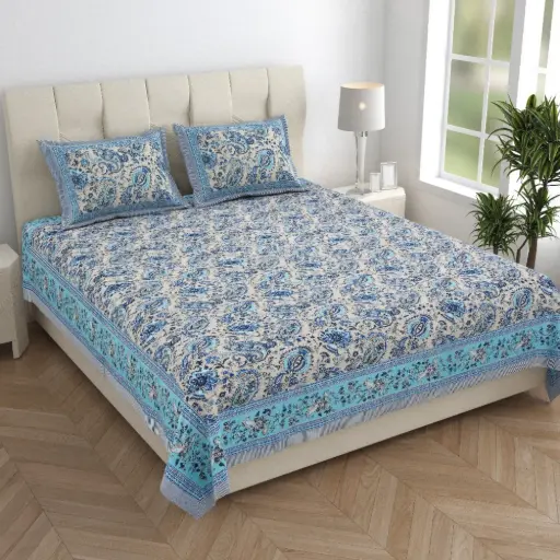 Blue | Super Home Everyday Comfort 93x108 Inches Bedsheet for Double Bed