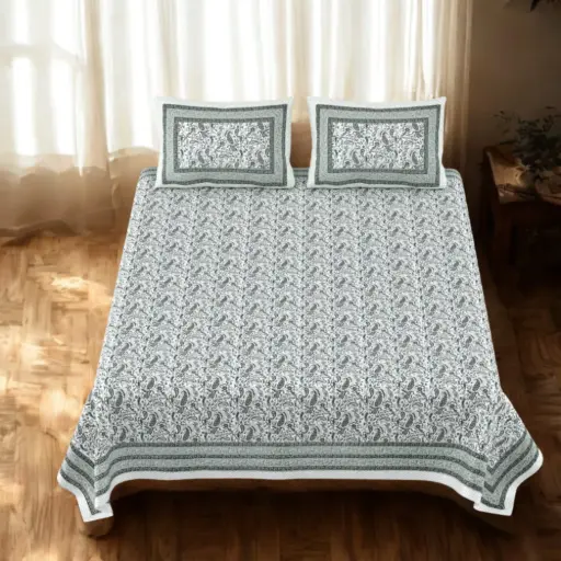 GREY/Super Home Cotton King Size 108x108 Inches Bedsheet – Vibrant Modern Print