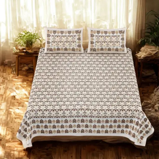 GREY/Super Home Cotton King Size 108x108 Inches Bedsheet – Vibrant Modern Print