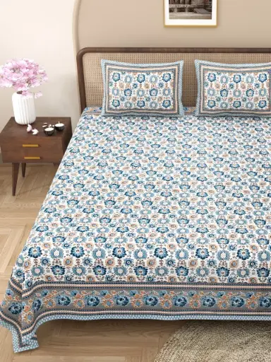 GREEN/Luxury Cotton Double Bedsheet 108x108 with 2 Pillow Covers – Extra Large & Durable/SUPERHOME