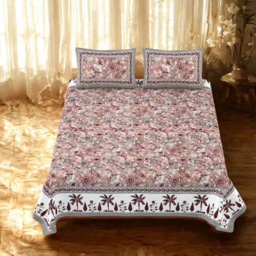 RED/Super Home 108x108 Inches King Size Bedsheet – Soft Cotton with Pillow Covers