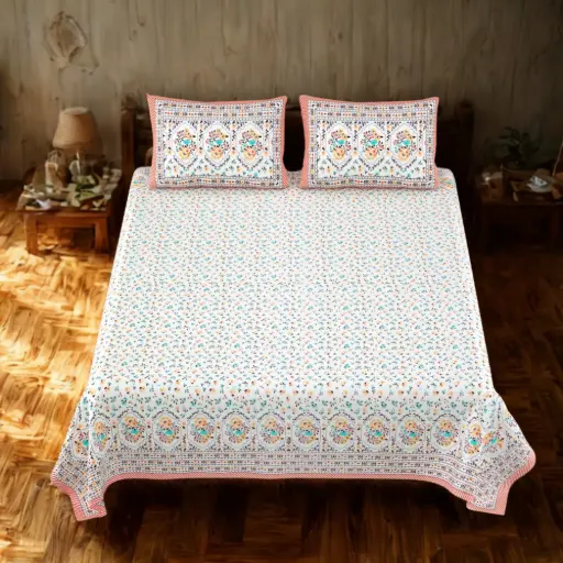 PINK/Super Home Romantic Floral Bedsheet 108x108 Inches – Perfect for Couple Rooms