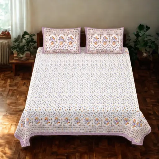 PINK/Super Home Romantic Floral Bedsheet 108x108 Inches – Perfect for Couple Rooms