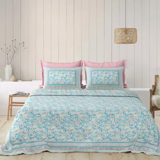 GREEN/Super Home Kalamkari Design Bedsheet 93x108 Inches – Rich Heritage Print in Cotton