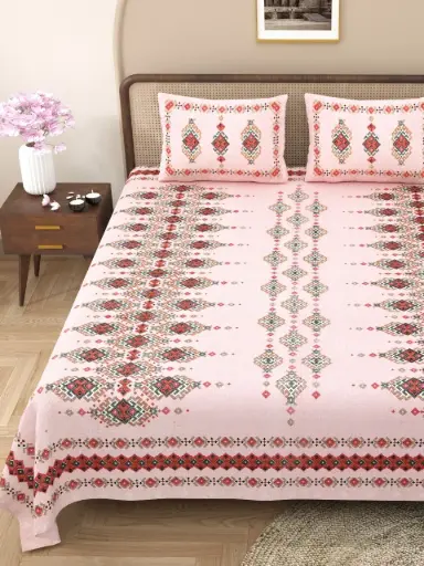 RED/Luxury King Size Bedsheet 108x108 Pure Cotton with 2 Pillow Covers – Premium Quality/SUPERHOME