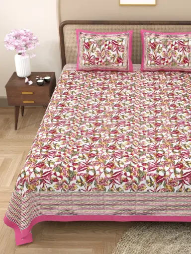 RED/Pure Cotton Double Bedsheet 108x108 Inches with 2 Pillow Covers – Breathable & Comfortable/SUPERHOME