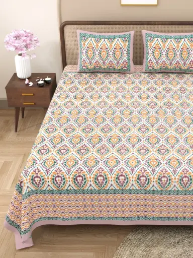 BROWN/King Size Cotton Bedsheet 108x108 Inches with 2 Pillow Covers – Stylish & Soft/SUPERHOME