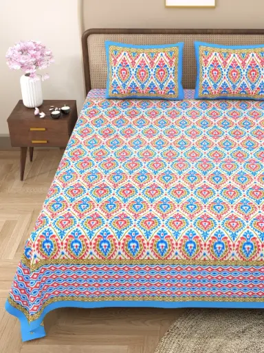 MULTICOLOR/Super Soft Cotton Bedsheet 108x108 King Size with 2 Pillow Covers – Luxury Comfort/SUPERHOME