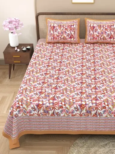 RED/Super Soft Cotton Bedsheet 108x108 King Size with 2 Pillow Covers – Luxury Comfort/SUPERHOME