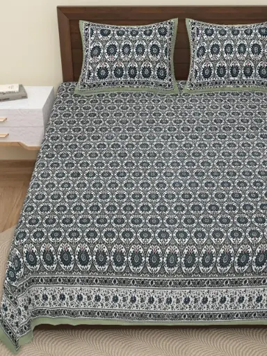 DARK GREY/Elegant 108x108 Cotton Bedsheet King Size with 2 Pillow Covers – Modern Home Décor/SUPERHOME