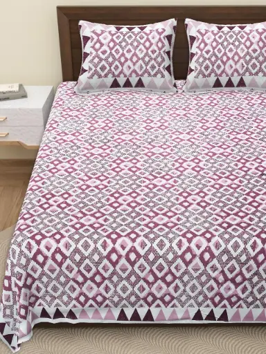 PINK/Pure Cotton Double Bedsheet 108x108 Inches with 2 Pillow Covers – Smooth Touch Fabric/SUPERHOME