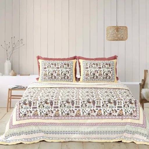 IVORY/Super Home King Size 93x108 Pure Cotton Bedsheet with 2 Pillow Covers/SUPERHOME