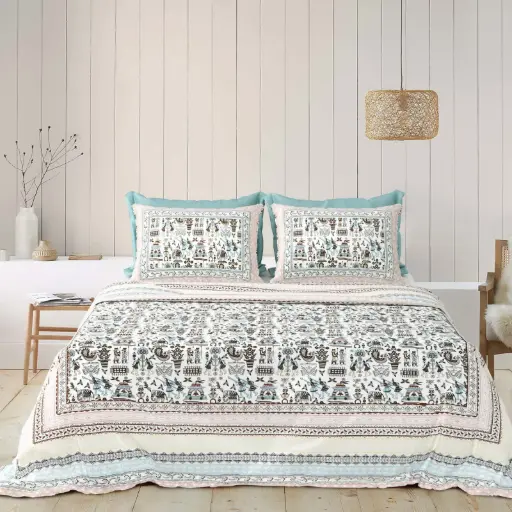 PEACH/Super Home Breathable Pure Cotton Bedsheet 93x108 Inches with 2 Pillow Covers/SUPERHOME